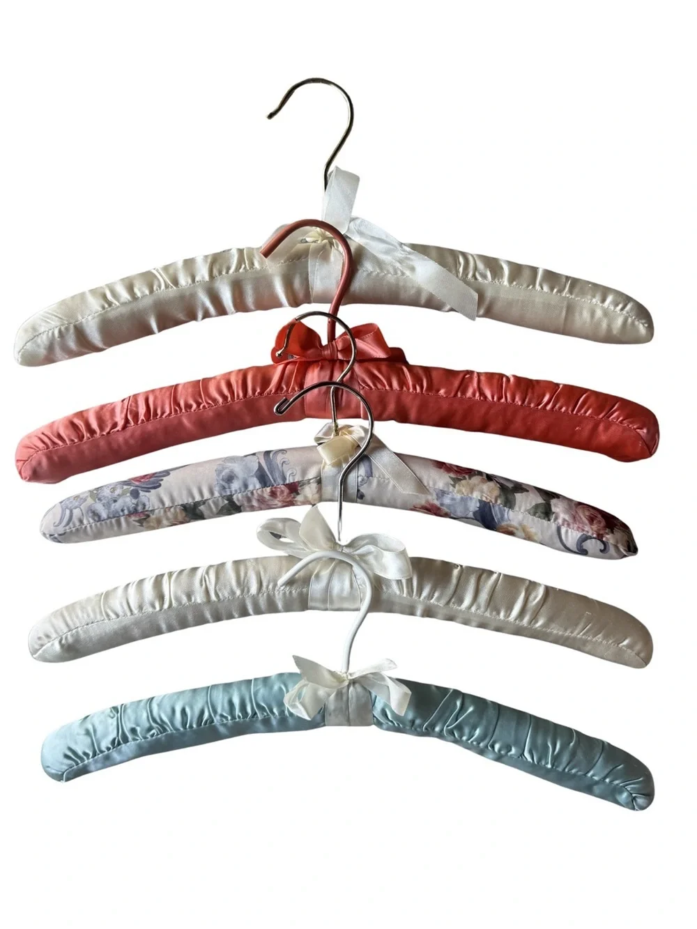 Vintage Padded Satin Clothes Hangers Set of 5 | Boudoir Closet Decor